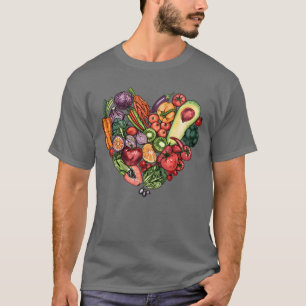 Camiseta Alimento Saludable Corazón de Verduras y Frutas