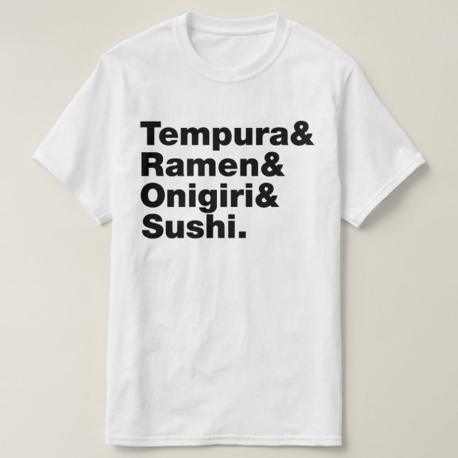 Camiseta Alimentos japoneses Tempura y Ramen y Onigiri y Su (Diseño del anverso)