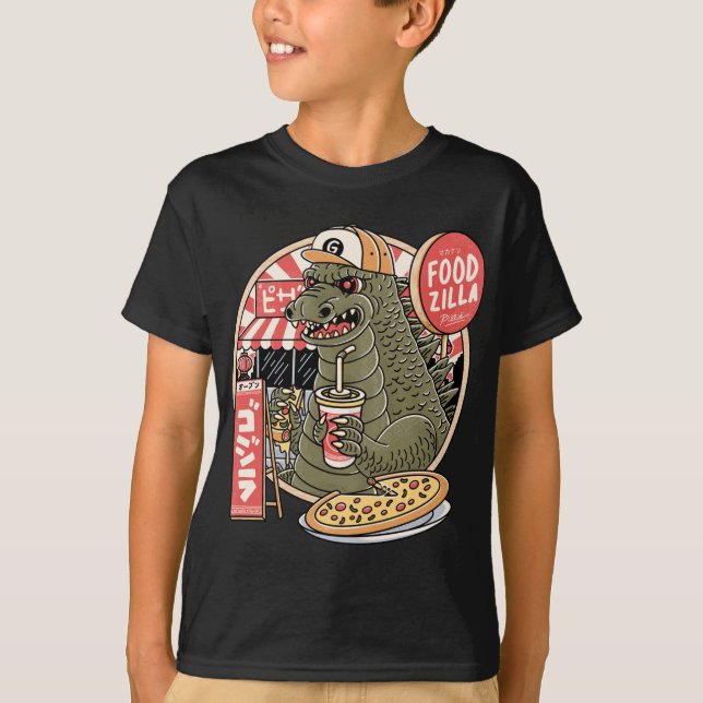 CAMISETA ALIMENTOS ZILLA PIZZA KAWAII ANIME FASHION JAPONES (Anverso)