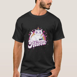 Camiseta Alina Adorable Nombre Con Caticorn Hermoso