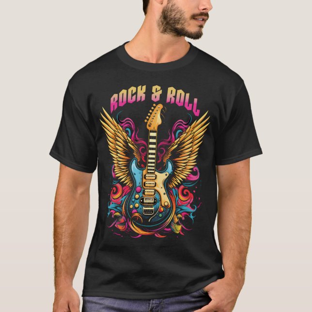 Camiseta Alitas de guitarra rock n Roll (Anverso)