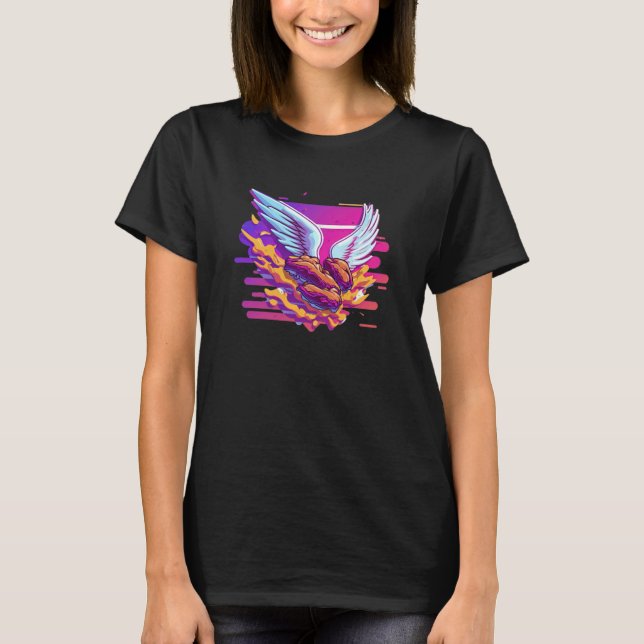 Camiseta Alitas de pollo Synthwave 80s estética Retrowave   (Anverso)