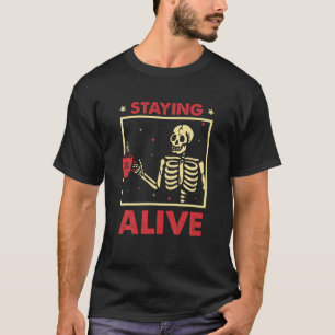 Camiseta Alive Skeleton Drink Coffee Funny Skeleton