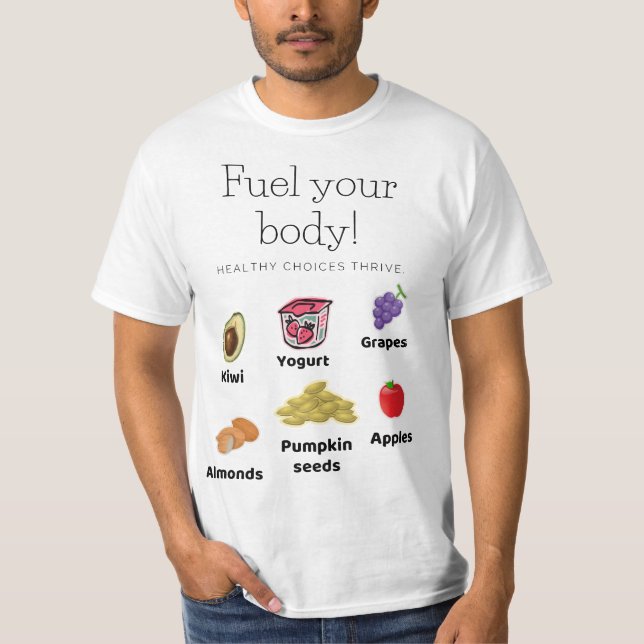 Camiseta Aliviar Tu Cuerpo, Frescas Elecciones Verdes Y Nut (Anverso)