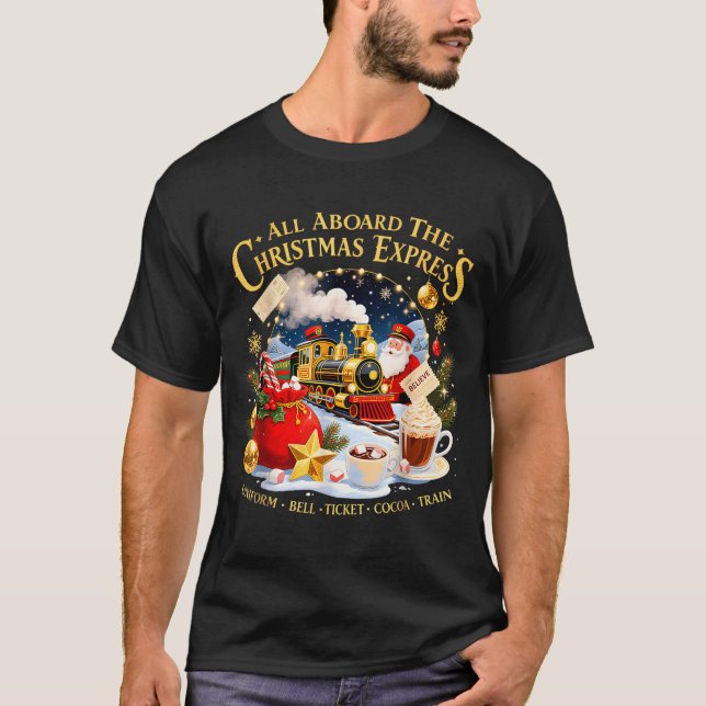 Camiseta All Aboard The Christmas Express Train Santa Holid (Anverso)