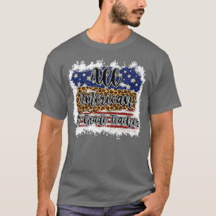 Camiseta All American 1º Grado Teacher Leopard Matching Sc