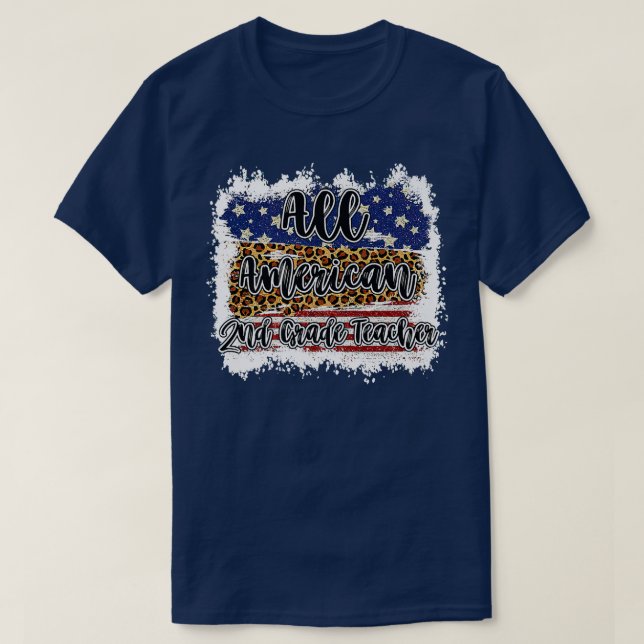 Camiseta All American 2º Grado Teacher Leopard Matching Sc (Diseño del anverso)