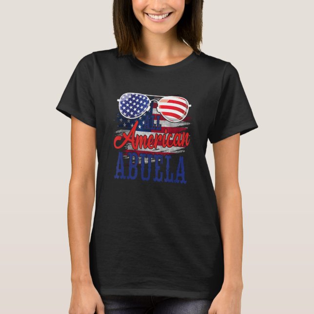 Camiseta All American Abuela Sunglasses US Flag 4th of July (Anverso)