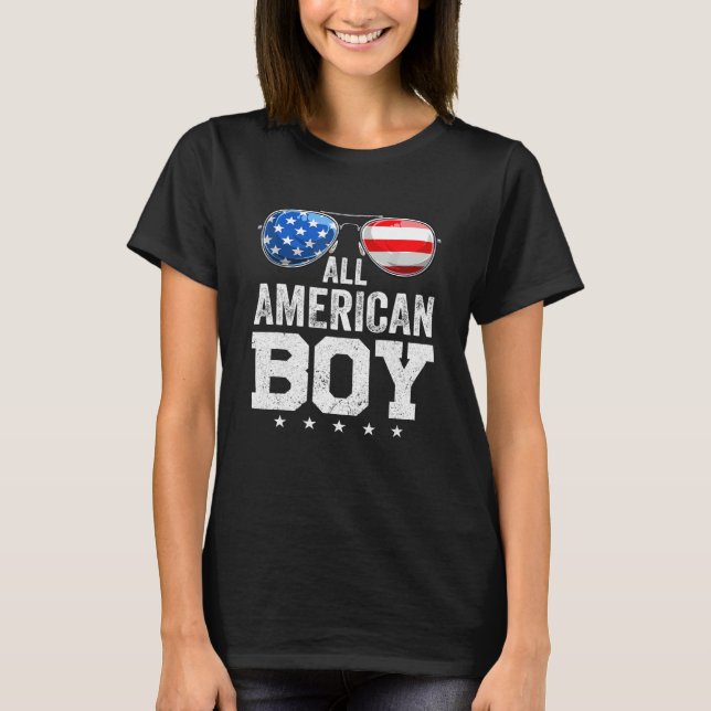 Camiseta All American Boy 4 Of July Gafas De Sol Bandera Es (Anverso)