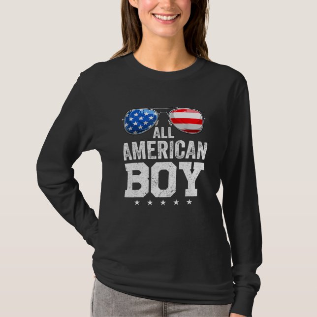 Camiseta All American Boy 4 Of July Gafas De Sol Bandera Es (Anverso)
