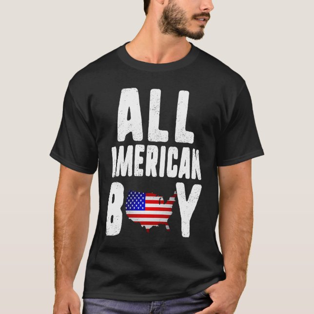 Camiseta All American Boy 4 of July Independence Flag (Anverso)