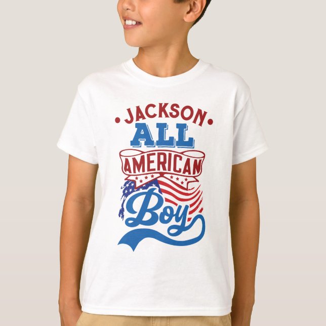 Camiseta All american boy 4th july patriotic family naming (Anverso)