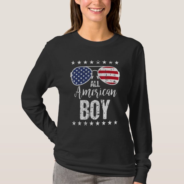 Camiseta All American Boy 4th Of July Sunglasses Boys Kids  (Anverso)
