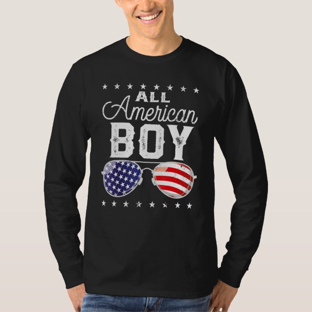 Camiseta All American Boy 4th Of July USA Sunglasses Family (Anverso)