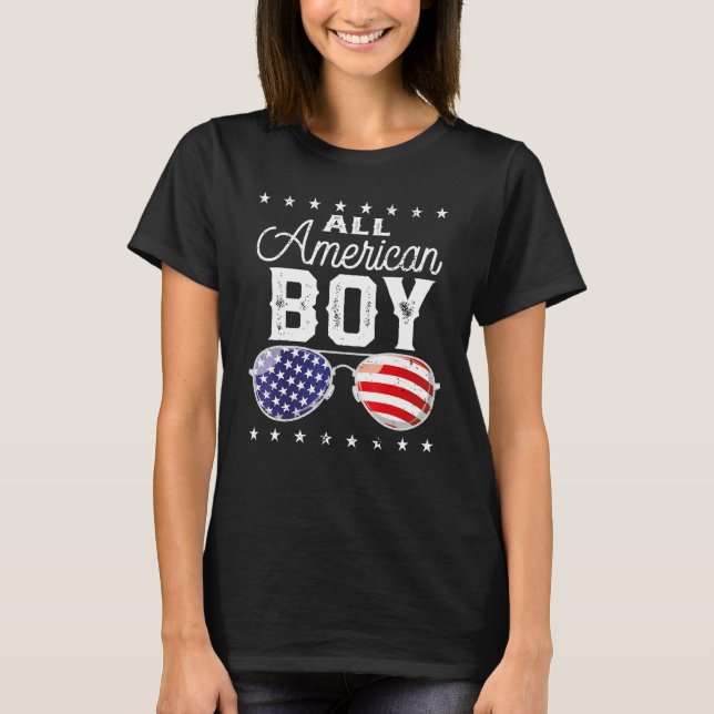 Camiseta All American Boy 4th Of July USA Sunglasses Family (Anverso)