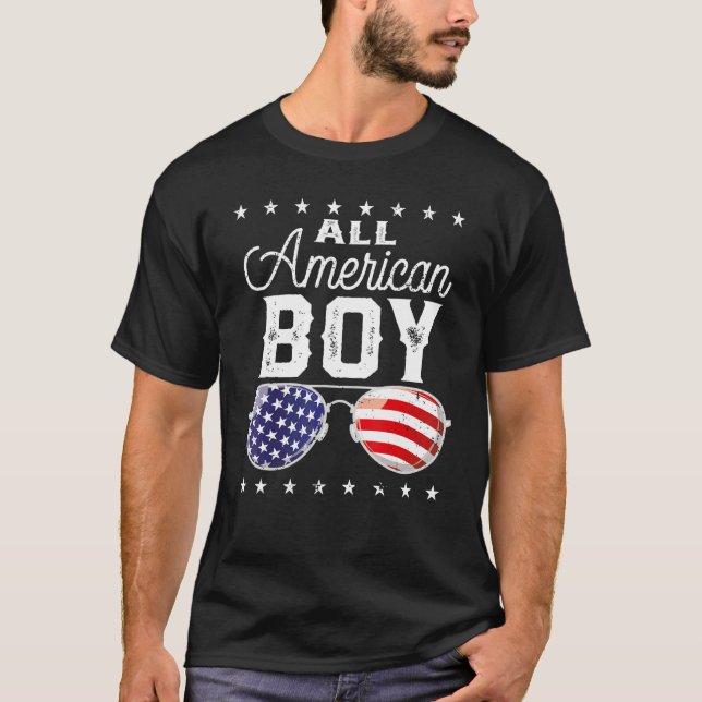 Camiseta All American Boy 4th Of July USA Sunglasses Family (Anverso)