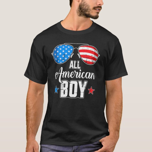 Camiseta All American Boy Us Flag Gafas De Sol Para Coincid (Anverso)