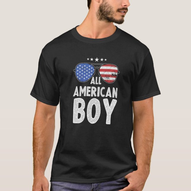 Camiseta All American Boy Usa Flag Independence Day 1776 4t (Anverso)