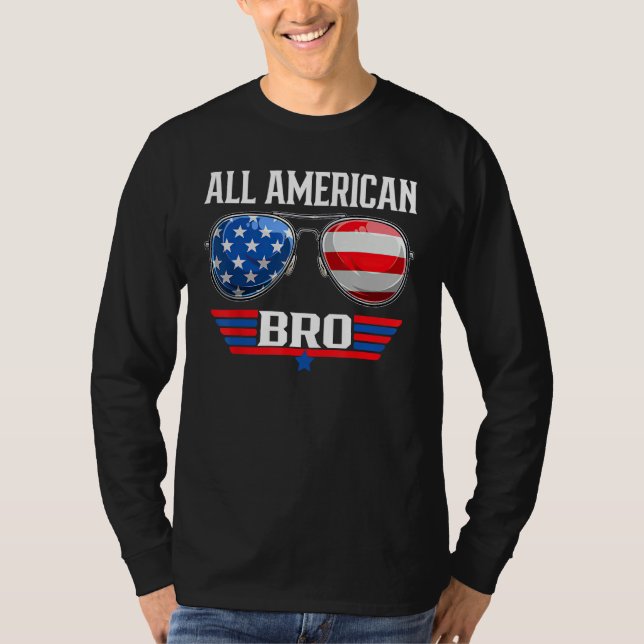 Camiseta All American Bro 4th Of July USA Sunglasses Family (Anverso)