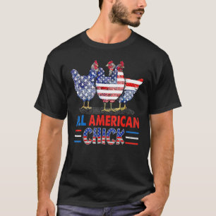 Camiseta All American Chicken Chick Patriotic Bandera Estad