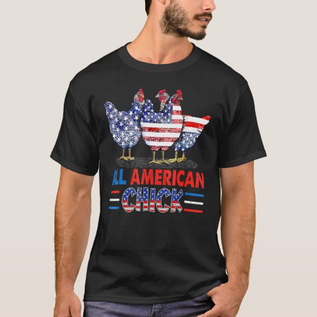 Camiseta All American Chicken Chick Patriotic Bandera Estad (Anverso)