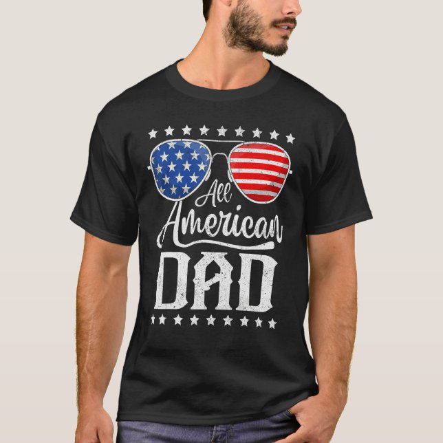 Camiseta All American Dad 4th of July Father s Day Sunglass (Anverso)