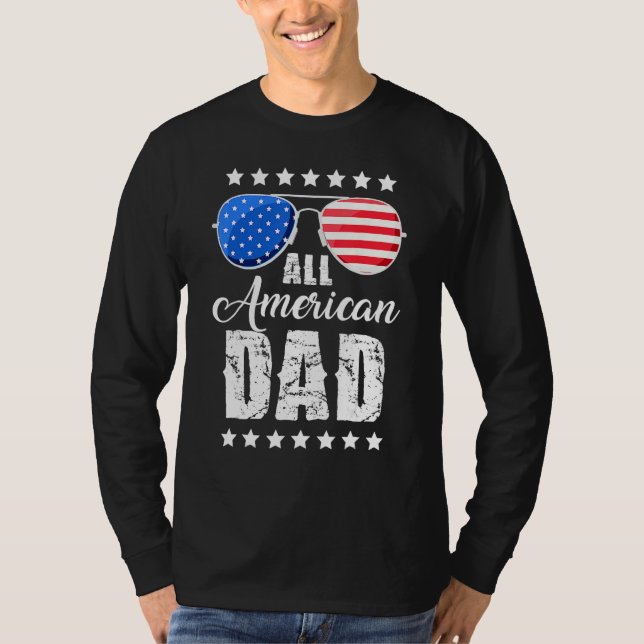 Camiseta All American Dad 4th of July Father's Day Sunglass (Anverso)