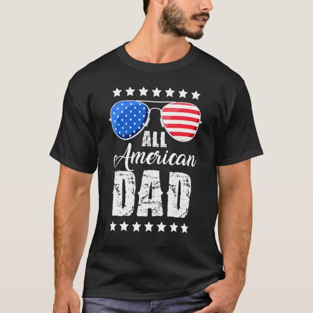 Camiseta All American Dad 4th of July Father's Day Sunglass (Anverso)