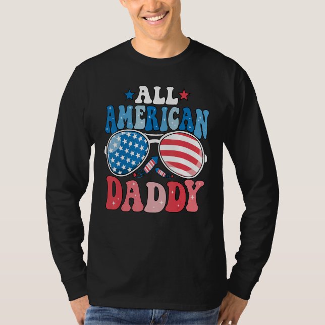 Camiseta All American Daddy Sunglasses 4th of July Family M (Anverso)