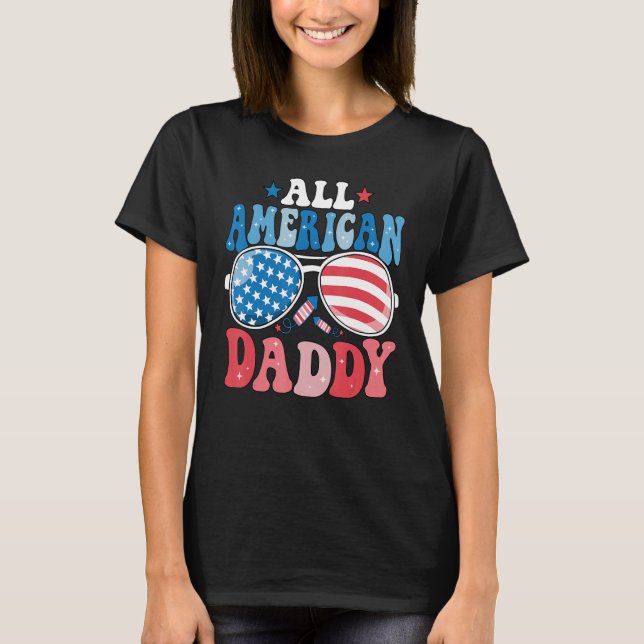 Camiseta All American Daddy Sunglasses 4th of July Family M (Anverso)