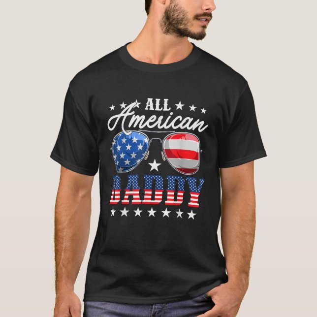 Camiseta All American Daddy USA Flag Sunglasses 4th Of July (Anverso)