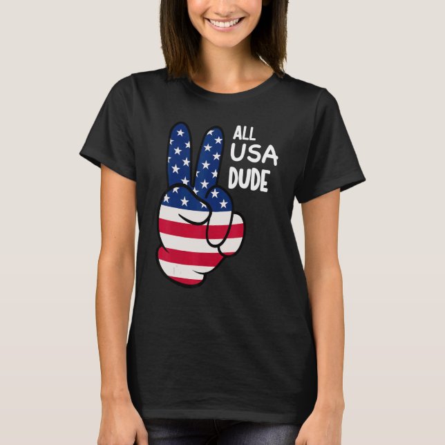 Camiseta All American Dude 4 De Julio Niños Hand Familias (Anverso)