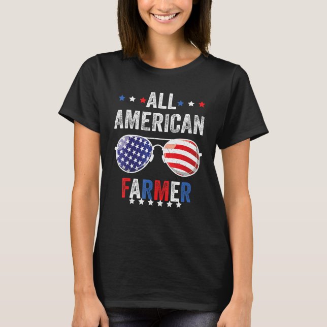 Camiseta All American FARMER USA Flag 4th of July Sunglasse (Anverso)