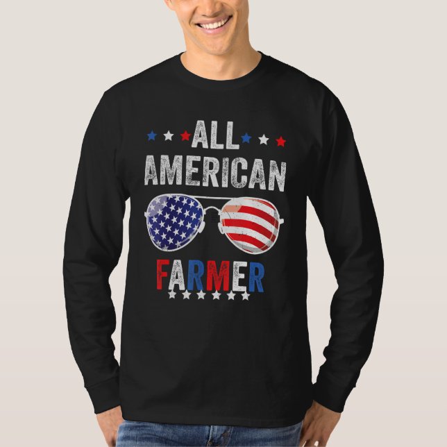 Camiseta All American FARMER USA Flag 4th of July Sunglasse (Anverso)