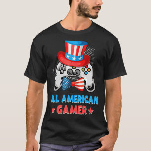 Camiseta All American Gamer 4 Of July Video Game Bandera De