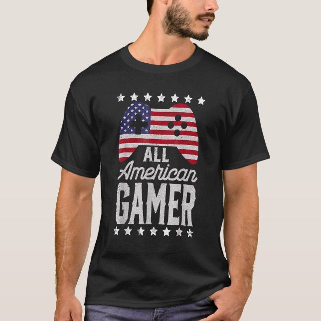 Camiseta All American Gamer 4 Of July Video Games 1 (Anverso)