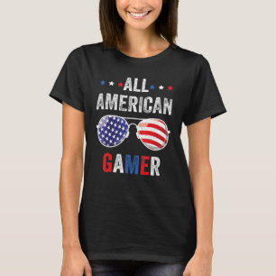 Camiseta All American gamer Bandera USA 4 de julio Gafas de