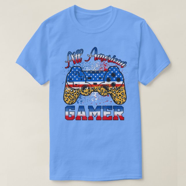 Camiseta All American Gamer Patriotic Video Game 4 of Jul (Diseño del anverso)