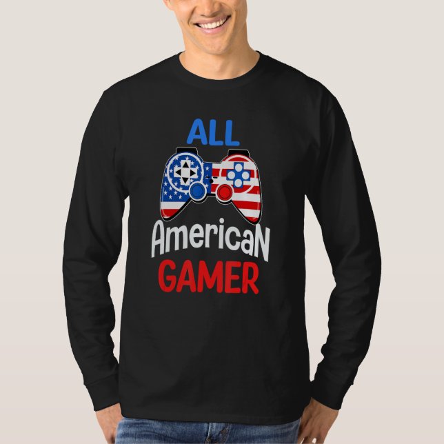Camiseta All American Gamer Patriotic Video Game 4th Of Jul (Anverso)