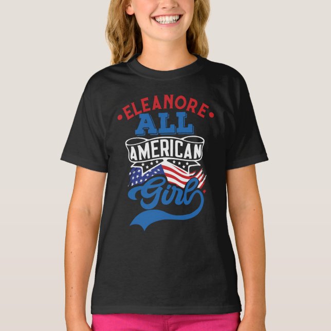 Camiseta All american girl 4th july patriotic name matching (Anverso)