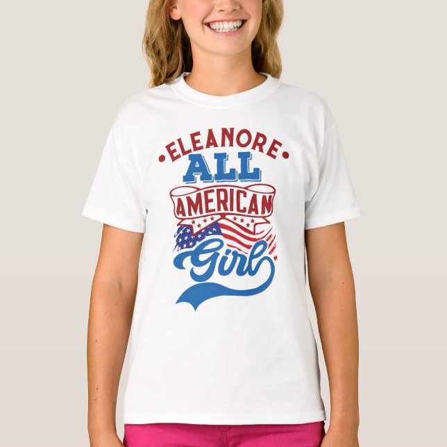 Camiseta All american girl 4th july patriotic name matching (Anverso)