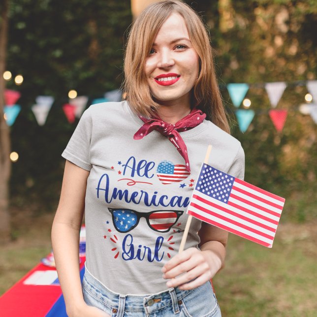 Camiseta All American Girl, Fun Gift 4th July (Subido por el creador)