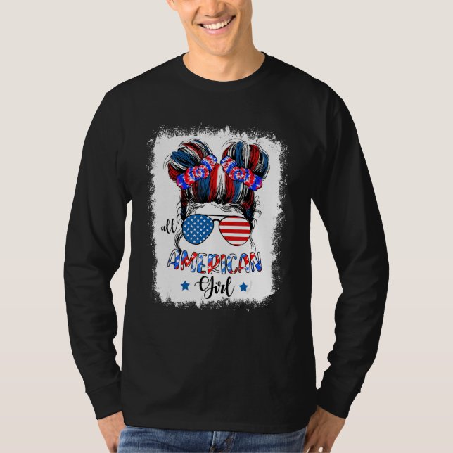 Camiseta All American Girls 4th Of July  Messy Bun Sunglass (Anverso)