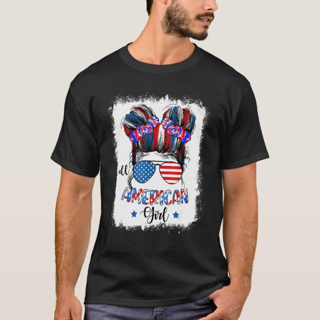 Camiseta All American Girls 4th Of July  Messy Bun Sunglass (Anverso)