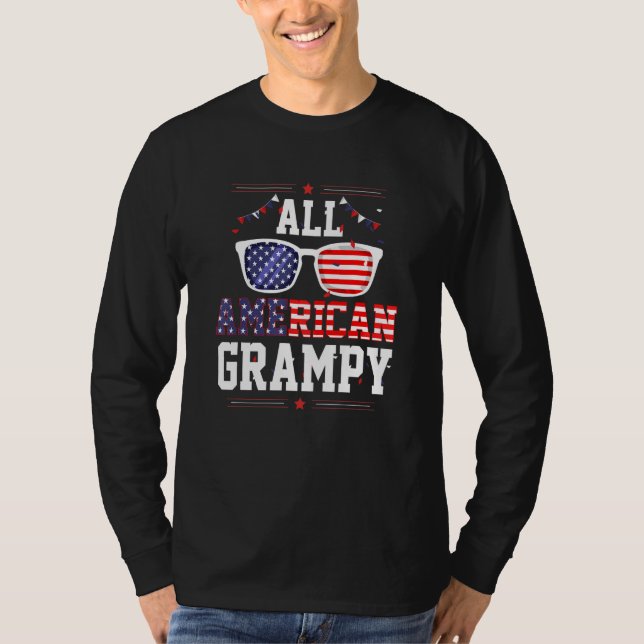 Camiseta All American Grampy 4th of July US Flag Sunglasses (Anverso)