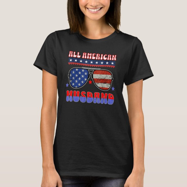 CAMISETA ALL AMERICAN HUSBAND 4TH OF JULY PATRIOTIC SUNGLAS (Anverso)
