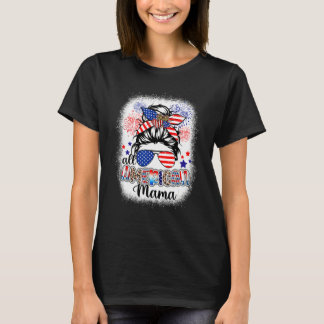 Camiseta All American Mama Messy Bun 4th Of July Leopard Su