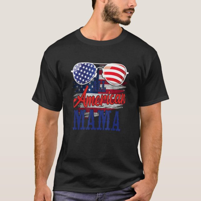 Camiseta All American Mama Sunglasses US Flag 4th of July P (Anverso)