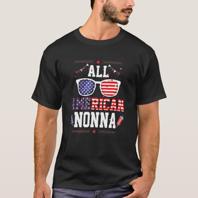 Camiseta All American Nonna 4th of July US Flag Sunglasses  (Anverso)