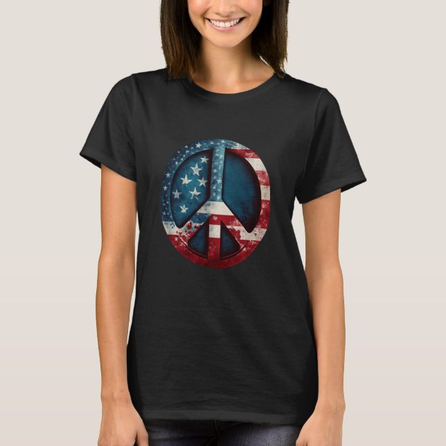 Camiseta All American Peace Sign with American Flag (Anverso)